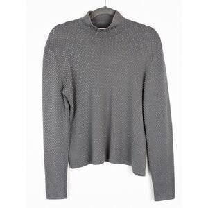 Worth Sweater Beaded Vintage Embellished Knit Silk Glam Fall Winter Gray Size L